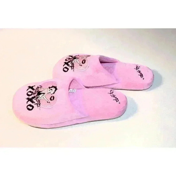 Betty Boop XOXO Pink Heart Embellished Glitter, Pink Slippers, Woman's, Size S - Picture 4 of 7